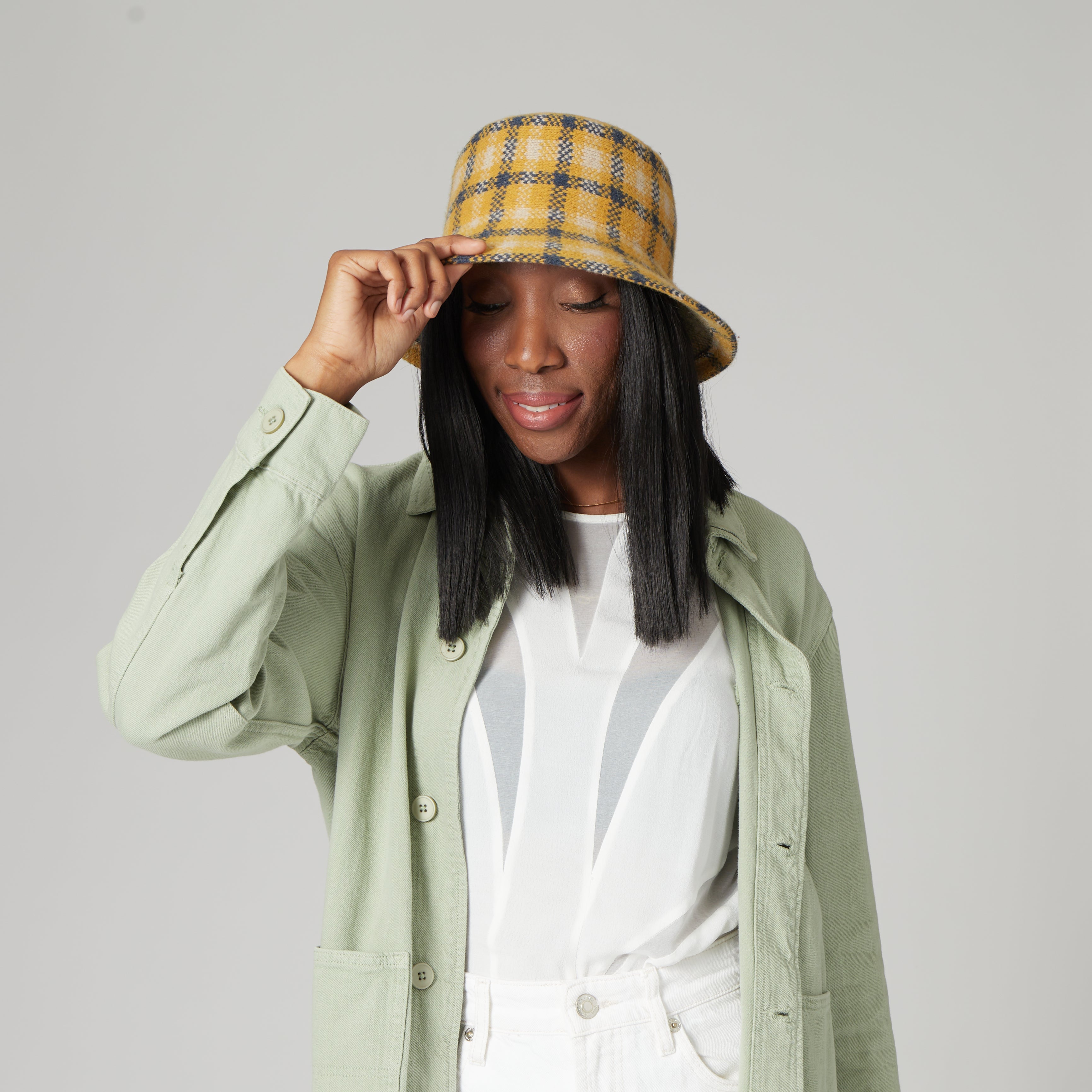Gala Checkered Machine Knit Bucket Hat KN8028 - Stylish & Comfortable for Outdoor Activities, Beach, and Casual Wear