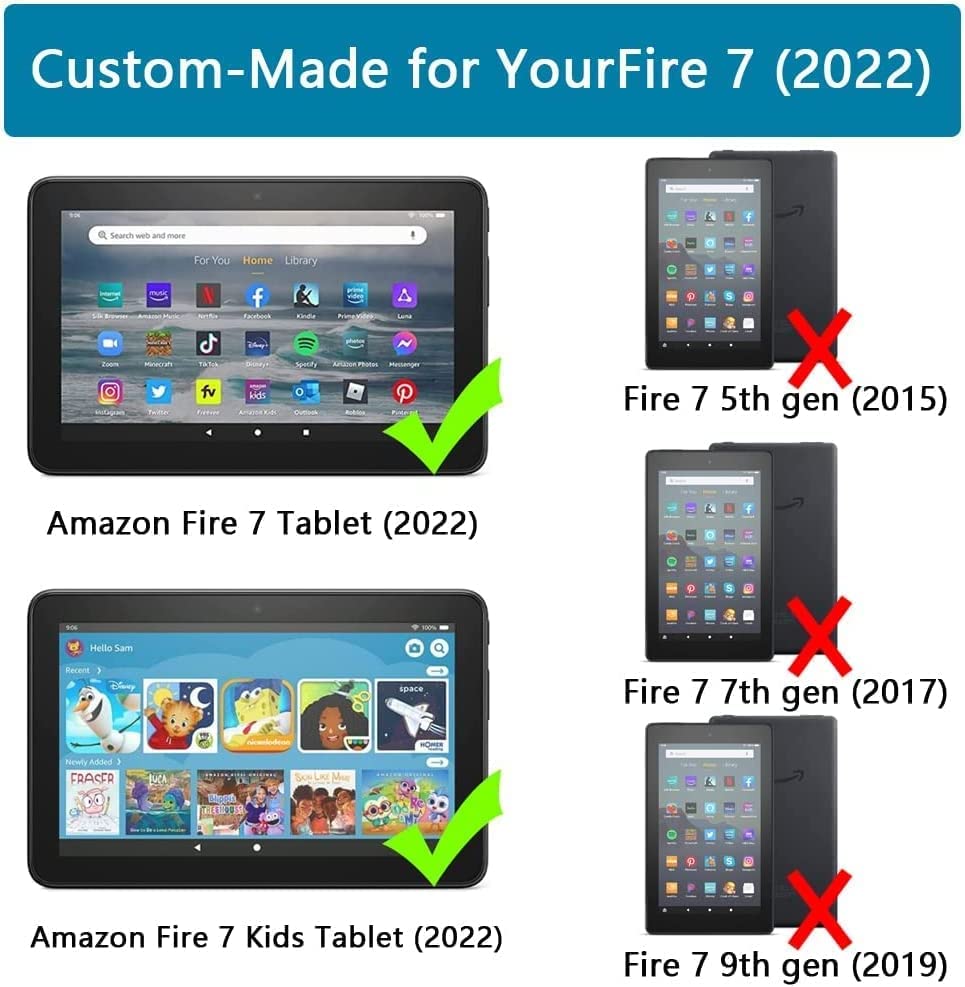 SHERBORN Kids Shockproof Tablet Case for 7 Inch Tablets (2023 Release) - Lightweight Protective Cover with Stand & Handle - Blue - Perfect for School, Travel & Home Learning (Not Compatible with iPad/Samsung)