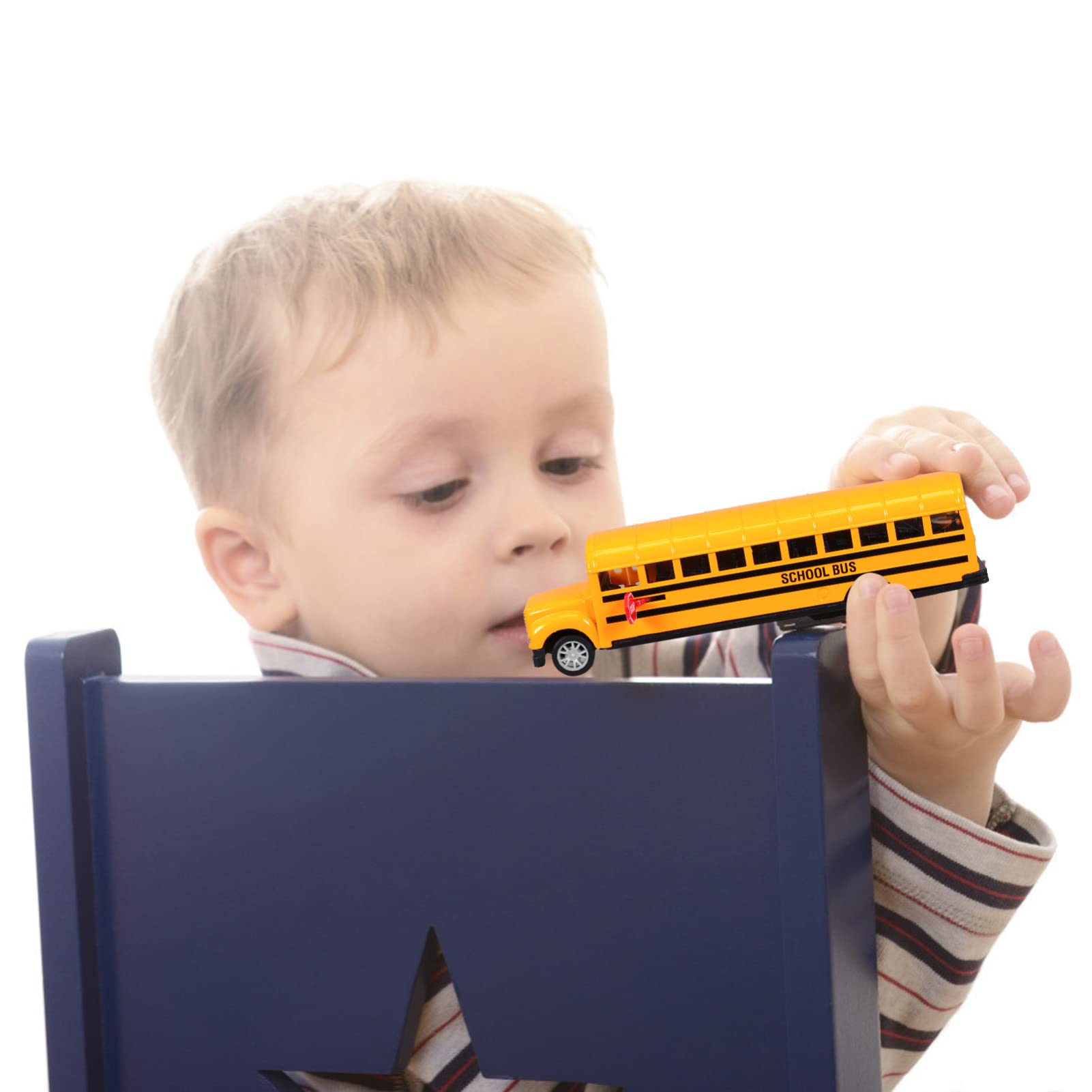 NUOBESTY Yellow School Bus Toy - Diecast Mini Bus Model Playset for Toddlers & Infants - Durable PU Back Car, Educational Baby Toy for Pretend Play & Early Learning