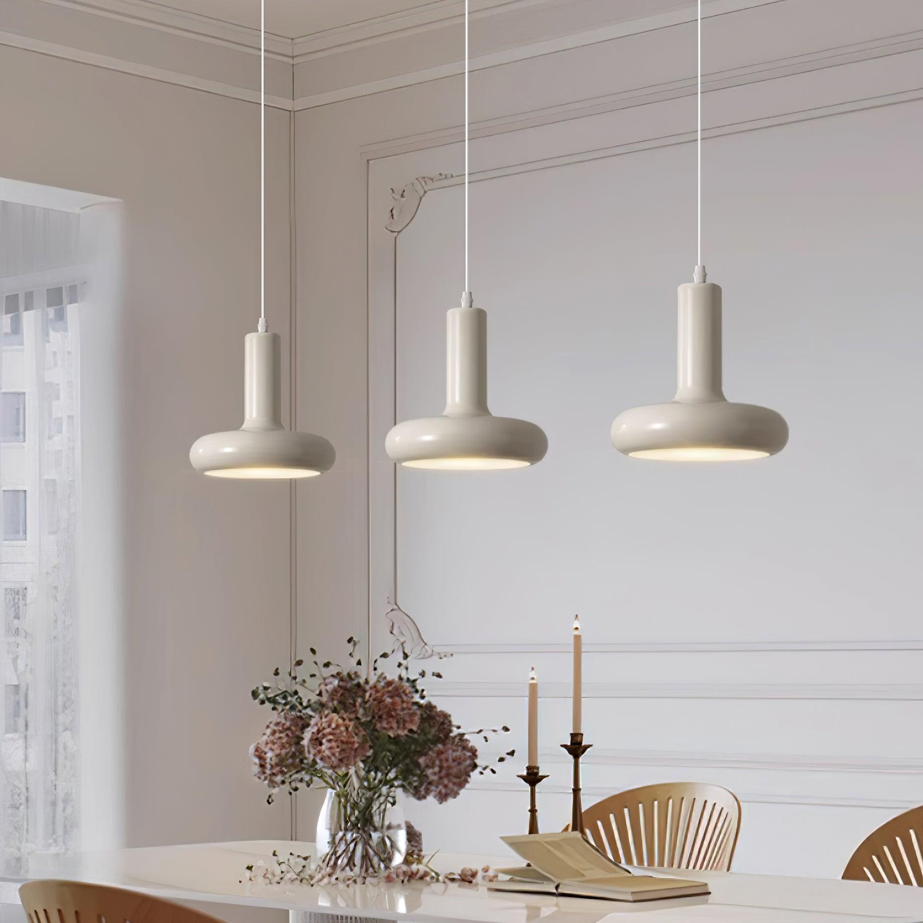 Modern Puck Pendant Light - Adjustable Hanging Lamp for Kitchen Island, Dining Room & Bedroom - Industrial Style Ceiling Lighting Fixture with Matte Black Finish