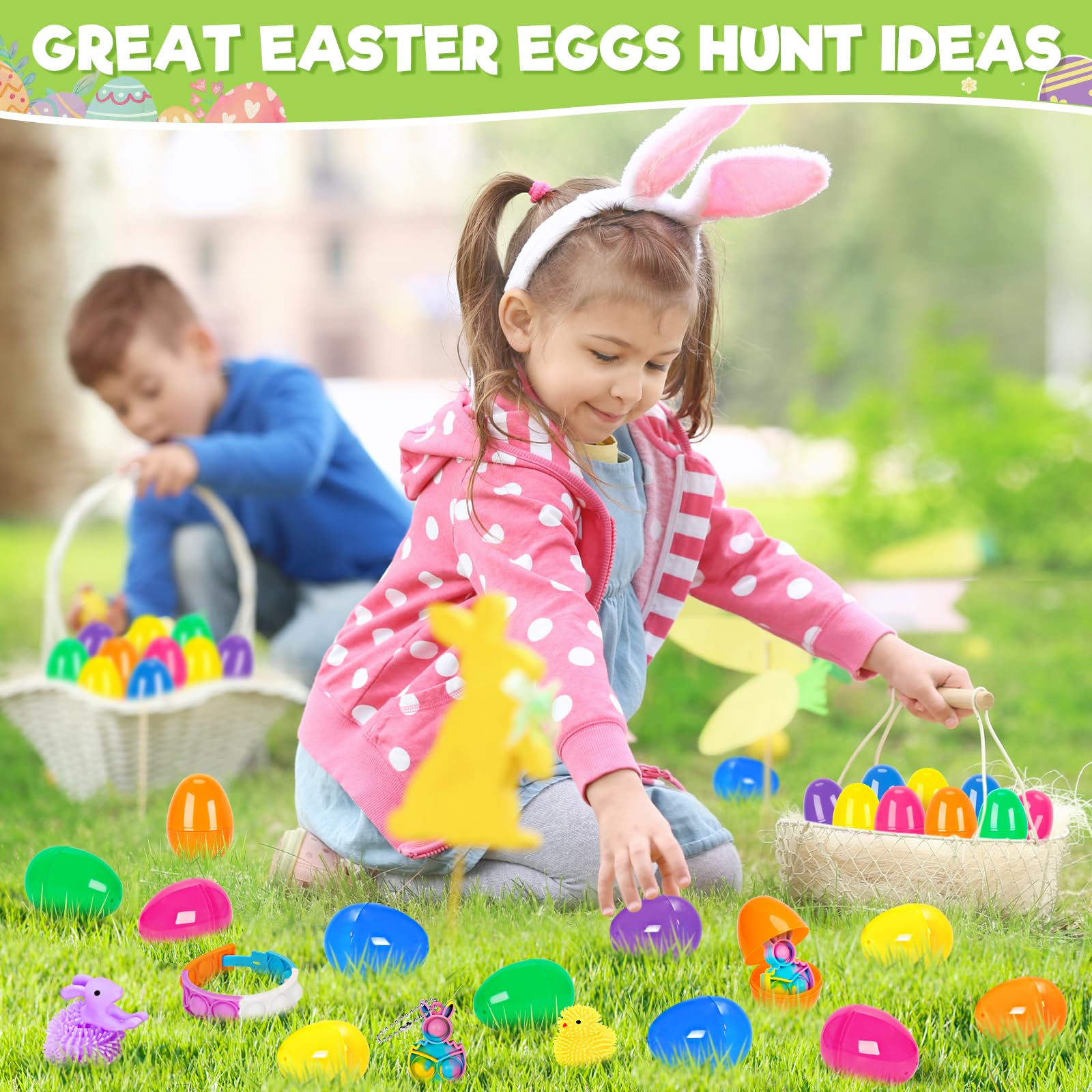 36 Packs Prefilled Easter Eggs with Toys Inside - Plastic Easter Eggs for Easter Basket Stuffers, Easter Egg Hunt Prizes & Classroom Rewards - Fun Easter Party Favors & Holiday Decorations