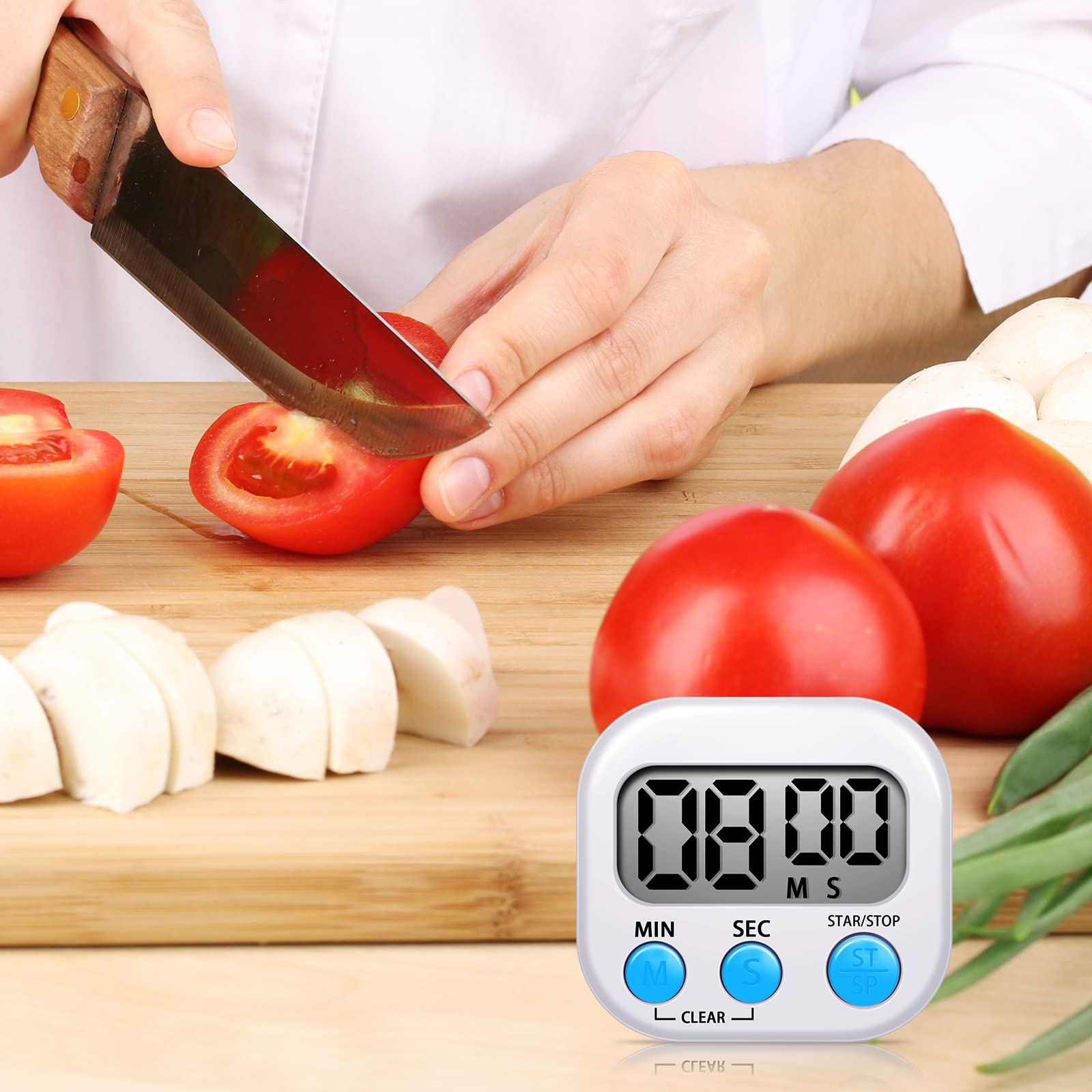 Flutesan 6-Pack Digital Kitchen Timer Set - Magnetic Back, Lanyard & On/Off Switch - Count Up/Down in Seconds & Minutes - Multicolor for Cooking, Baking, Meal Prep & Classroom Activities