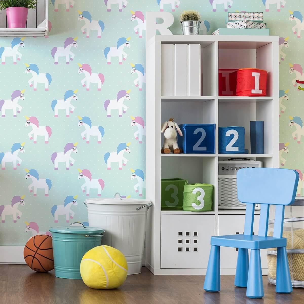 Neon Blue & Purple Fantasy Baby Peel and Stick Removable Wallpaper - Self-Adhesive Nursery Decor for Girls & Boys Rooms - Easy DIY Wall Covering for Bedrooms, Playrooms & Kids Spaces