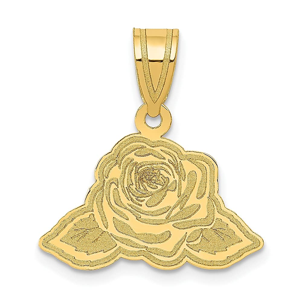 14K Yellow Gold Rose Leaves Charm Necklace Pendant - Elegant Floral Jewelry for Women, Perfect Gardening Gift for Her - Ideal for Weddings, Anniversaries & Special Occasions