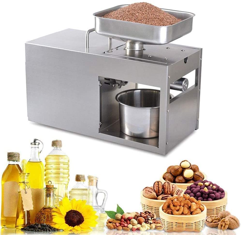 750W Electric Oil Press Machine - Cold & Hot Stainless Steel Nut Oil Extractor for Coconut, Castor, Olive, Peanuts - Automatic Home Oil Expeller for DIY Essential Oils & Cooking (Perfect for Home Use, Spa & Kitchen)