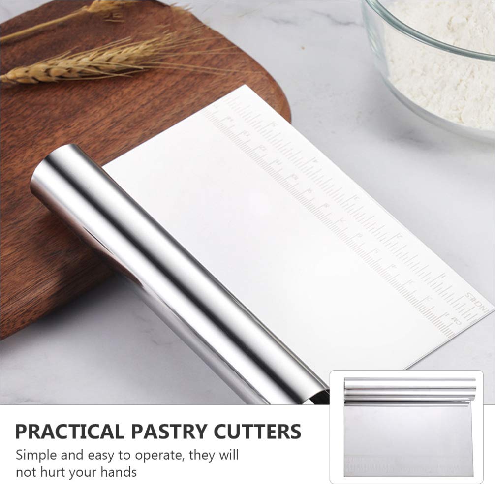 3-Piece Hemoton Bread Dough Scraper Set - Stainless Steel Bench Scraper, Dough Cutter & Bowl Scraper for Baking, Pasta Making, Cake Decorating | Perfect for Bread, Pizza Dough, Fondant Icing & Kitchen Prep
