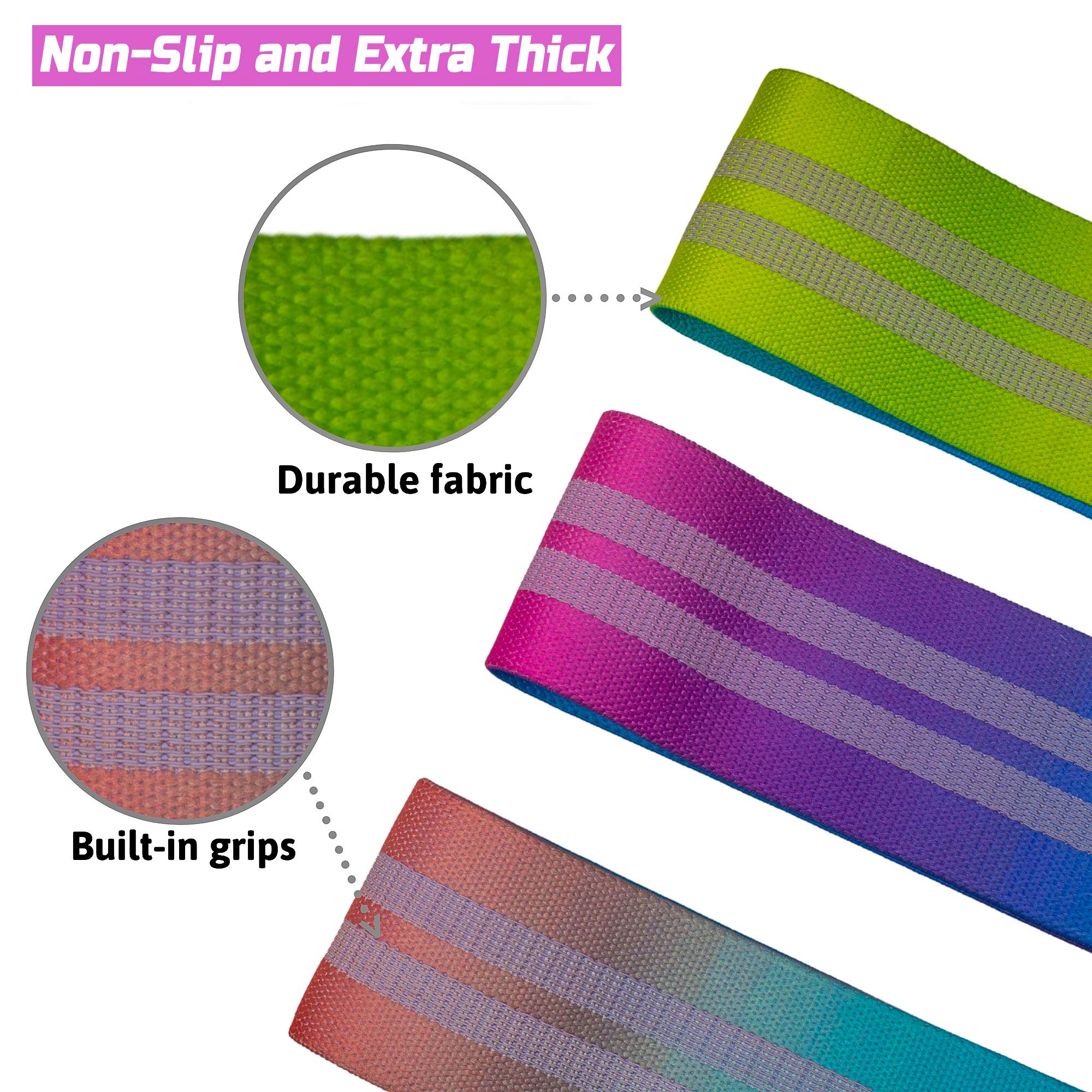 Premium Non-Slip Fabric Resistance Bands Set for Women - 3 Levels Booty Bands for Glute, Hip & Leg Workouts - Includes Sweat Headband, Wristband & Storage Backpack (7-Piece Set) - Perfect for Home Gym, Yoga, Pilates & Fitness Training