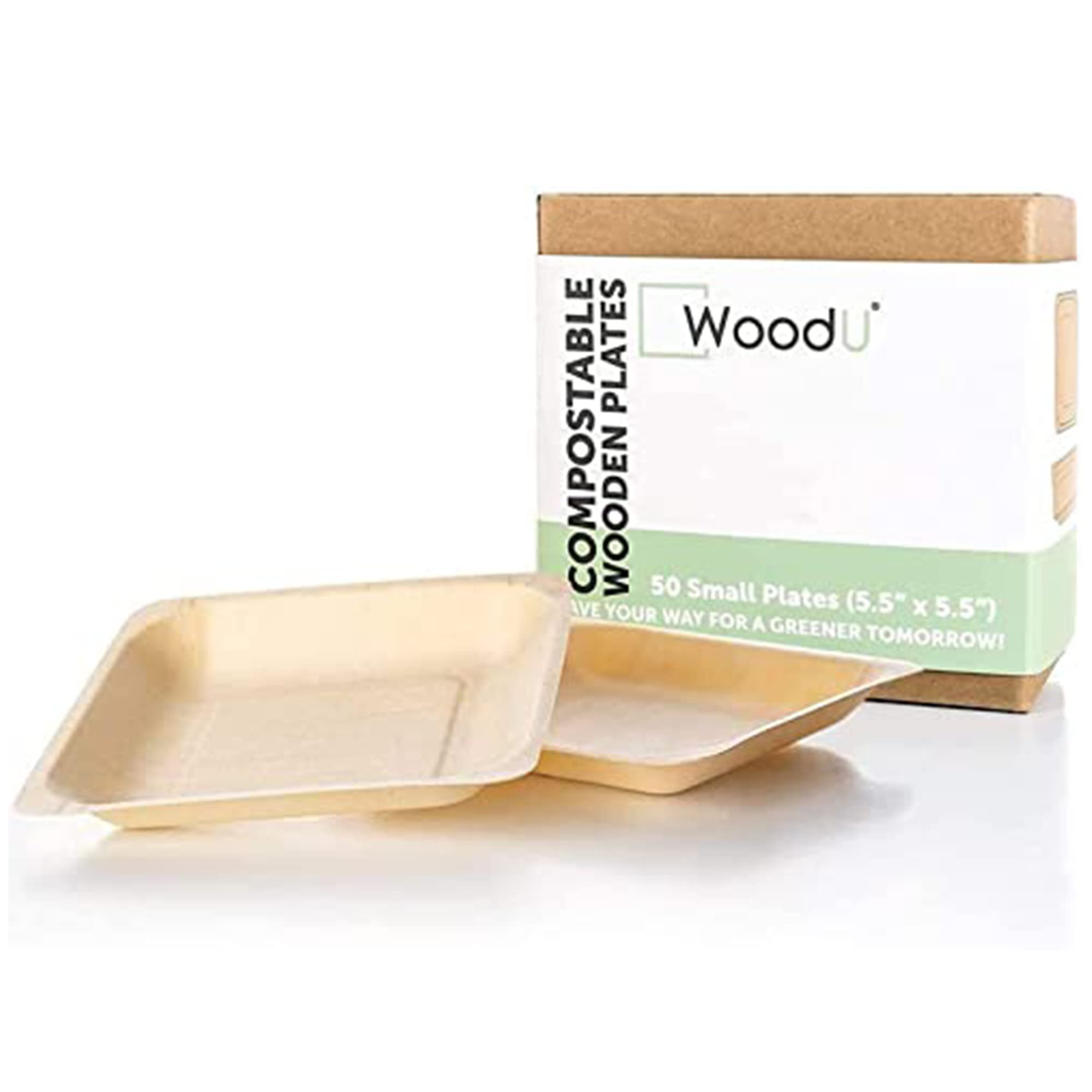 Premium Eco-Friendly Square Bamboo Plates 50pcs - 5.5