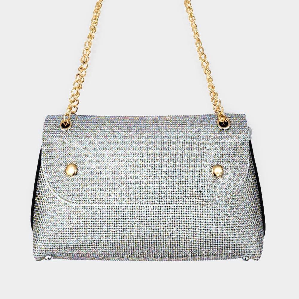 AB Clear Bling Trapezoid Shoulder Bag & Crossbody Purse for Women - Trendy Rhinestone Evening Clutch for Parties, Weddings & Night Out