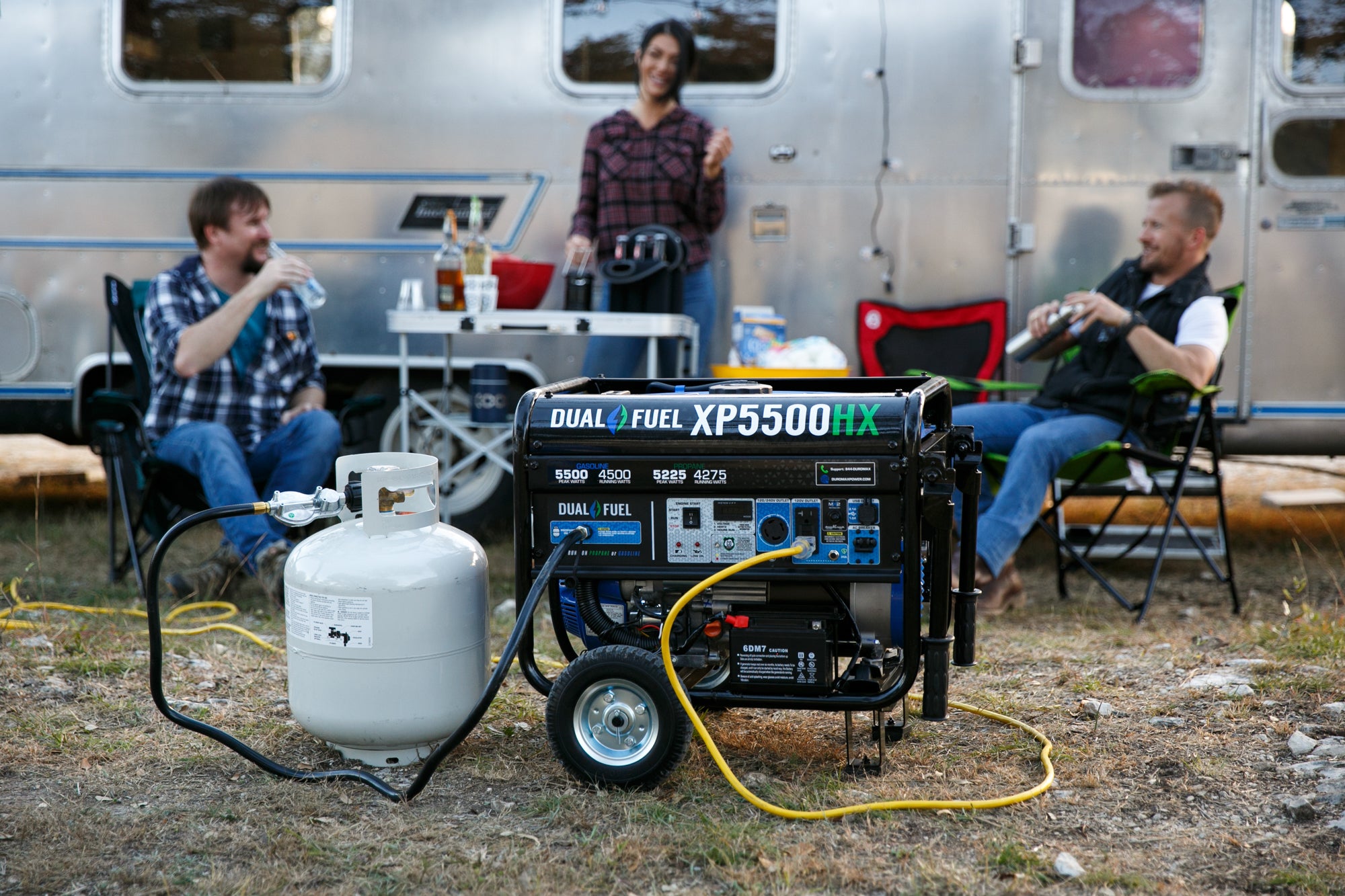5500W Dual Fuel Portable Generator with CO Alert - Gas & Propane Powered for Camping, RV, Home Backup & Emergency Power