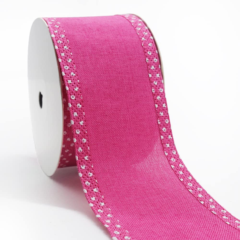 Pink Wired Ribbon for Gift Wrapping, 2.5