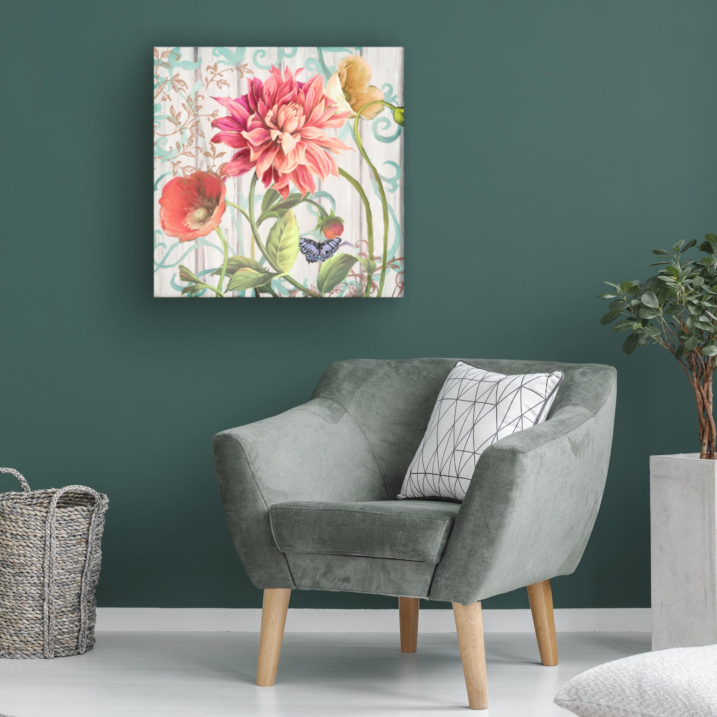 Trademark Fine Art 'Dahlia Refresh' Canvas Wall Art Print - Floral Home Decor for Living Room, Bedroom & Office - Handmade Painting by Art Licensing Studio