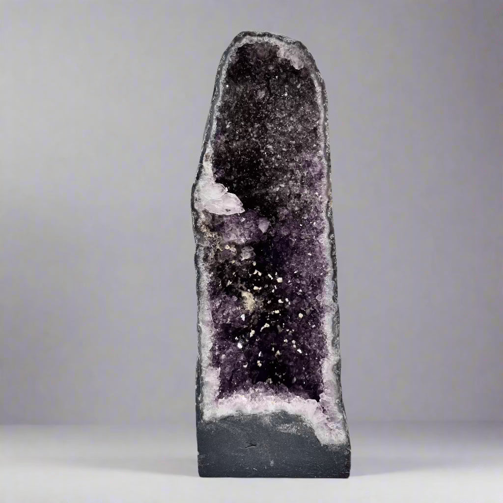 Natural Amethyst Geode Cathedral from Brazil - 17-23 lbs Large Purple Crystal Cluster for Home Decor, Meditation & Healing Stone Collection