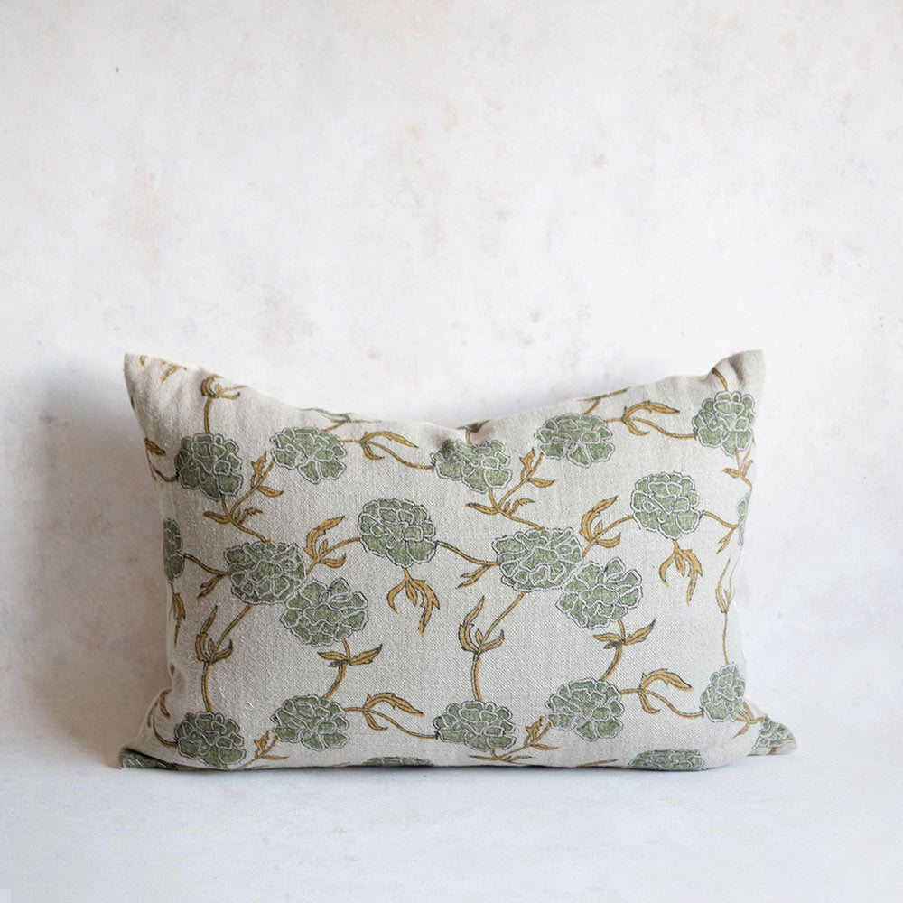 Handmade Linen Block Printed Pillow Cover No. 0230 - Bohemian Home Decor for Living Room, Bedroom & Sofa