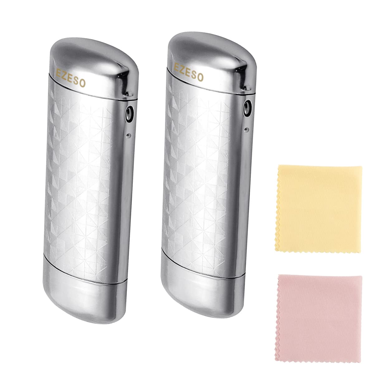 EZESO Aluminum Glasses Case for Small Frame - Stylish Lattice Eyeglass Holder (2 Pack, Silver) | Perfect for Travel, Work & Daily Use