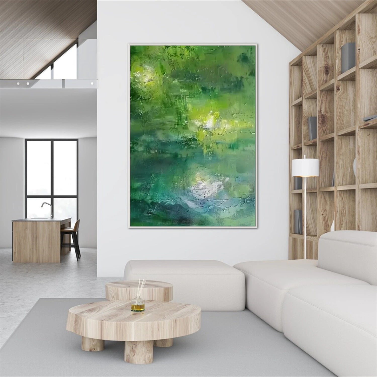 Modern Green Abstract Textured Wall Art Painting - Handmade Canvas Print for Living Room, Bedroom & Office Decor | #AB 468