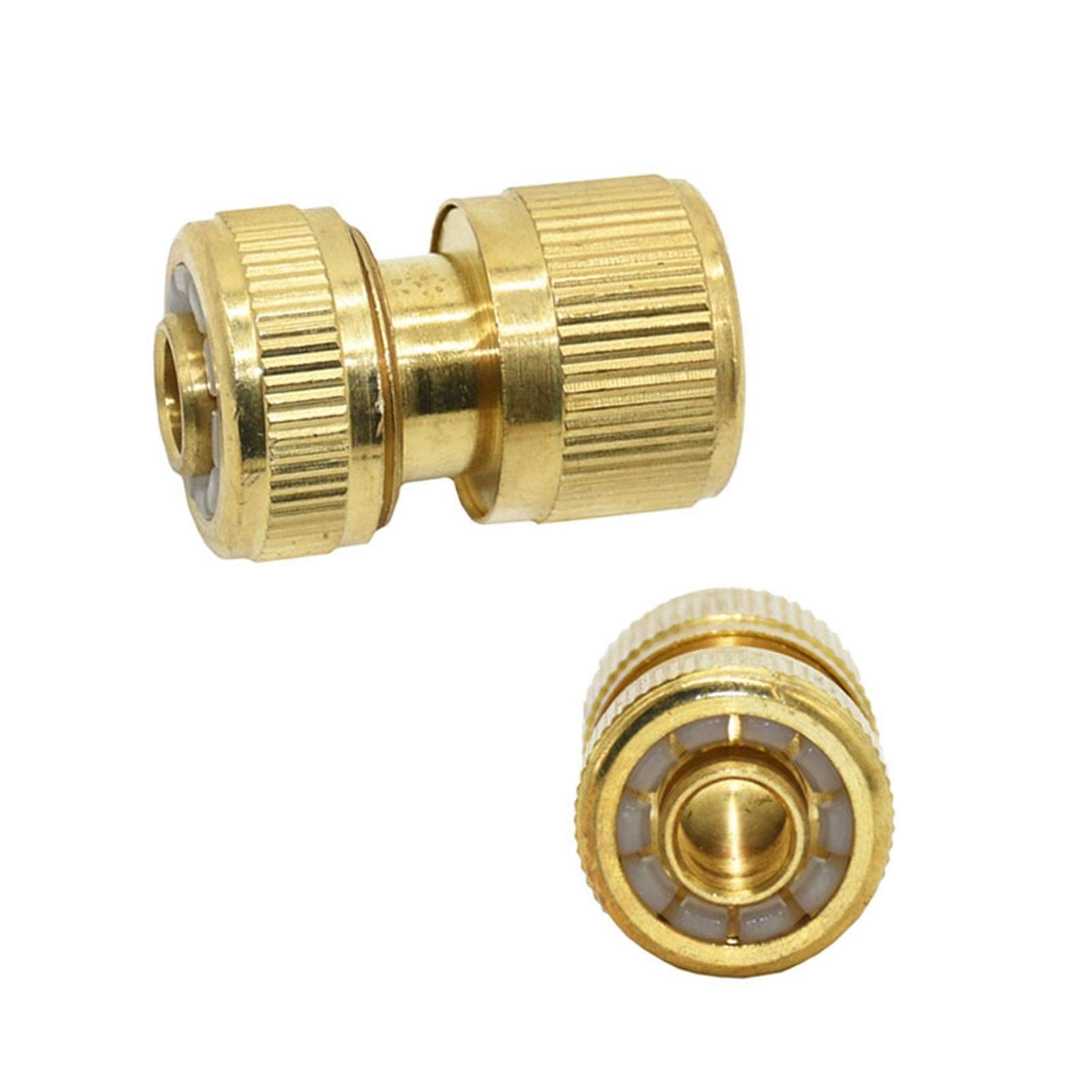 1/2 Inch Brass Garden Hose Quick Connector - 16mm Water Stop Fitting for Irrigation Systems | Durable Copper Coupling for Outdoor Watering, Lawn Care & Gardening Tools (Waterstop Connector)