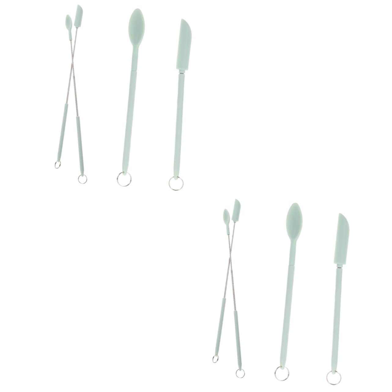 FOMIYES 2-Pack Silicone Spatula Set - Eye Cream Applicator, Makeup Spatula, Bottle Scraper, Beauty Facial Tool & Kitchen Jar Scoop - Telescopic Silica Gel Cosmetic Spatulas for Skincare & Cooking