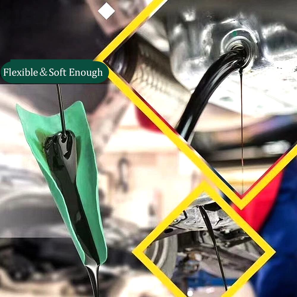Flexible Oil Funnel for Cars, Trucks & Motorcycles - Reusable 14.6x6.7in Foldable Drain Funnel Tool for Engine Oil Change, Lawn Mower & DIY Automotive Maintenance - Durable Leak-Proof Design