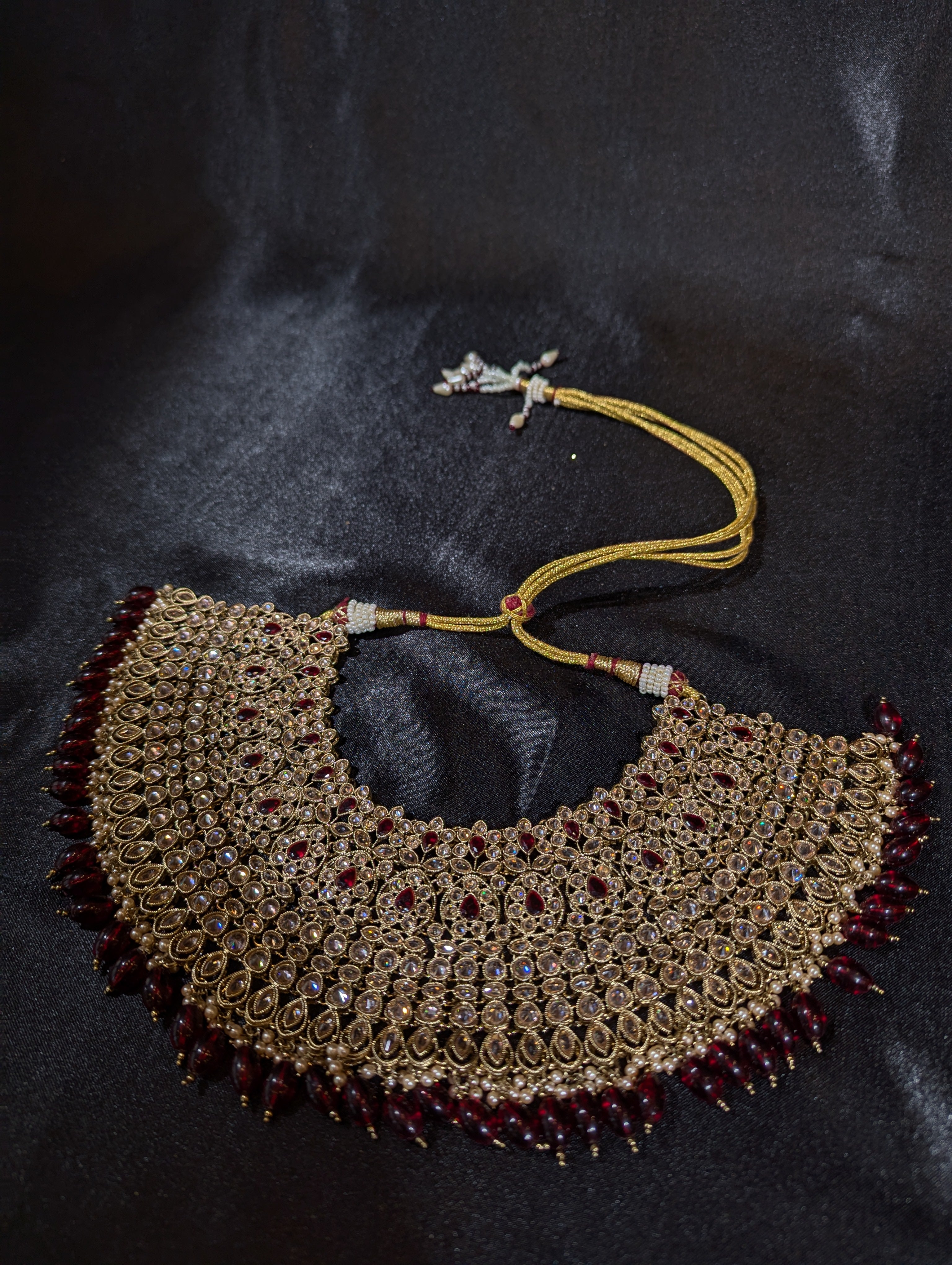 Jahnvi Polki Bridal Jewelry Set - Handmade Kundan Necklace, Earrings & Maang Tikka for Indian Wedding, Bridal Party & Special Occasions