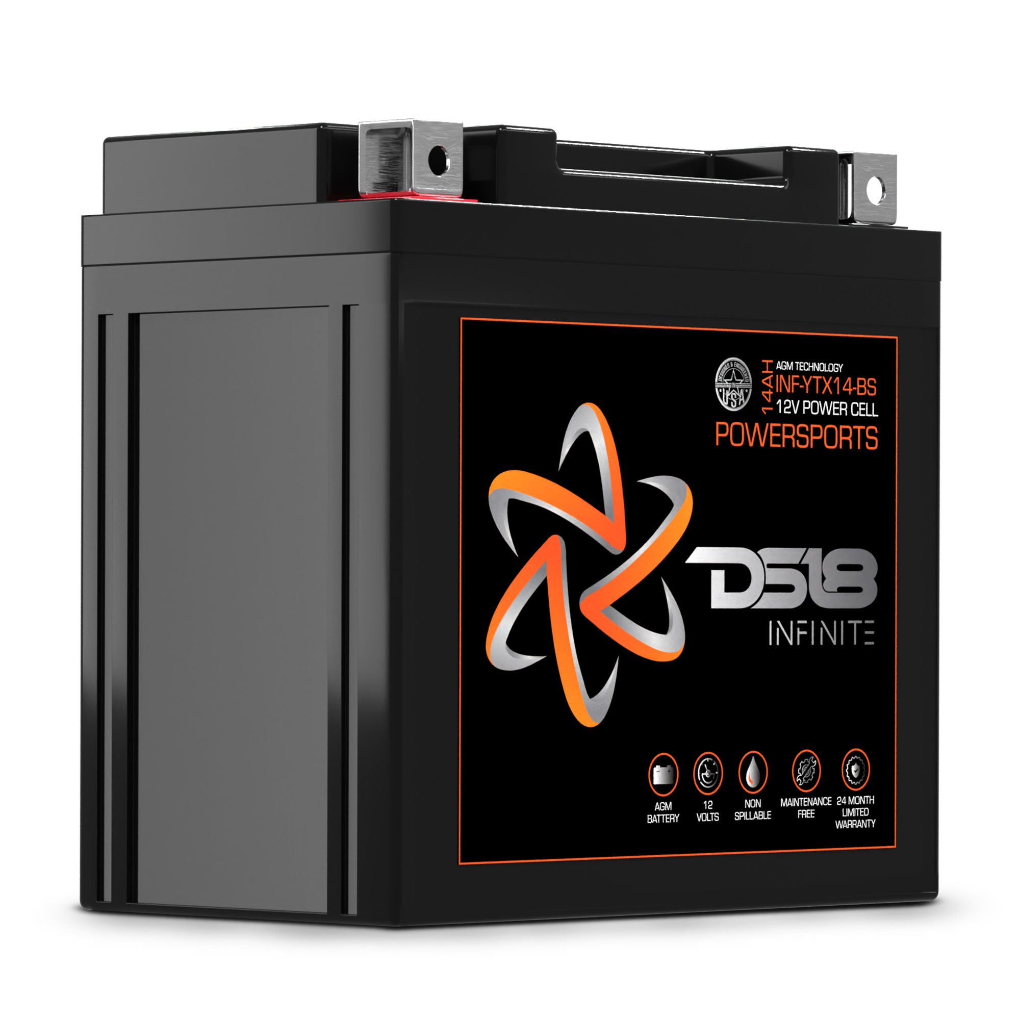INFINITE 500W 14AH AGM Deep Cycle Battery for ATV, Motorcycle & Power Sports - Reliable Power Source for Outdoor Adventures & Off-Road Vehicles