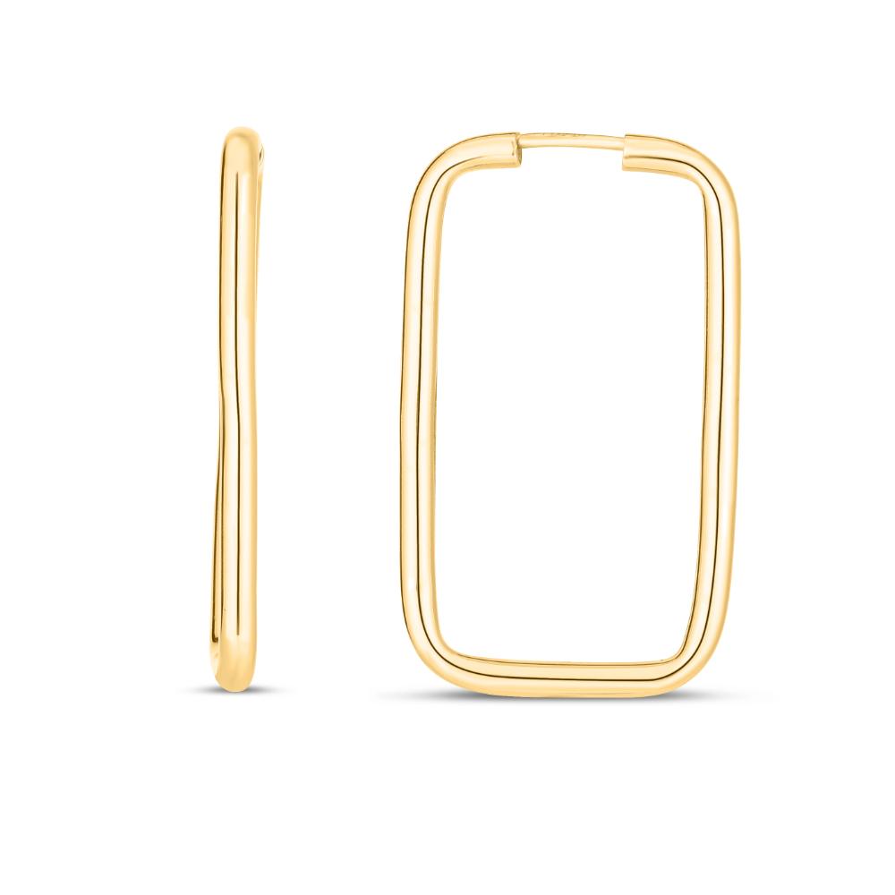 14K Gold Endless Rectangle Hoop Earrings for Women - Minimalist Dainty Everyday Hoops for Work, Date Night & Special Occasions