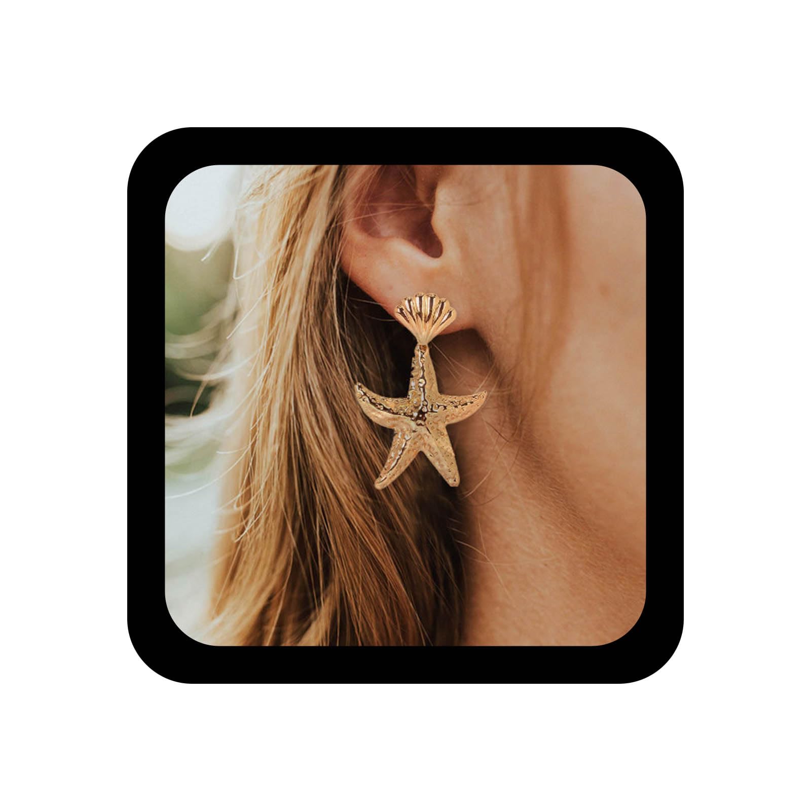 Boho Starfish Drop Earrings - Gold Shell Dangle Earrings for Women | Vintage Conch Studs | Minimalist Beach Jewelry | Perfect for Summer Vacations, Beach Weddings & Boho Fashion Accessories