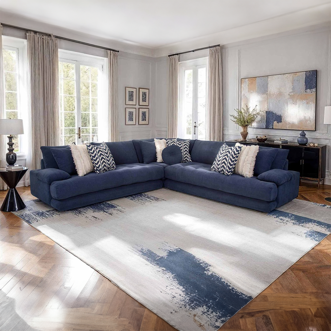 Modern Neptune Sectional Sofa - Comfortable L-Shaped Couch with Reversible Chaise for Living Room, Family Room & Home Theater - Soft Fabric Upholstery & Sturdy Wooden Frame