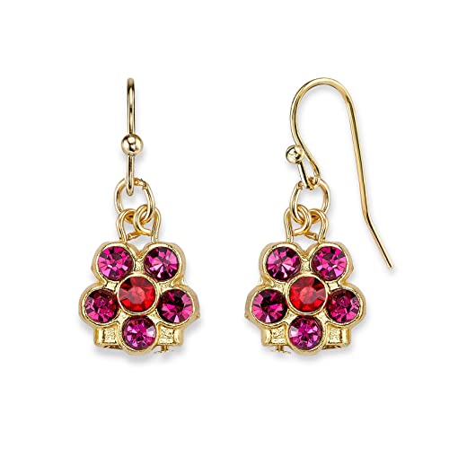 1928 Jewelry Six Crystal Flower Petite Drop Earrings for Women - Elegant Dangle Earrings for Wedding, Party & Special Occasions