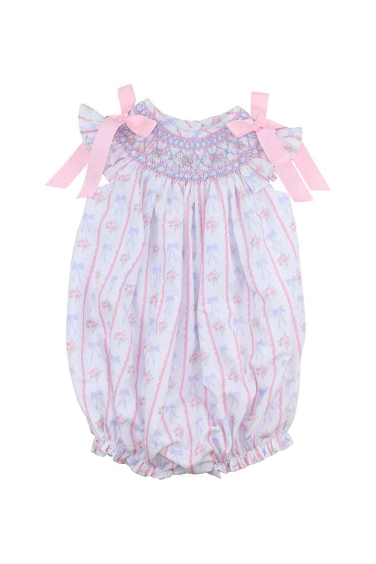 Cecil & Lou Girls Smocked Bow Bubble Romper - Adorable Baby & Toddler Outfit for Special Occasions, Parties & Photo Shoots