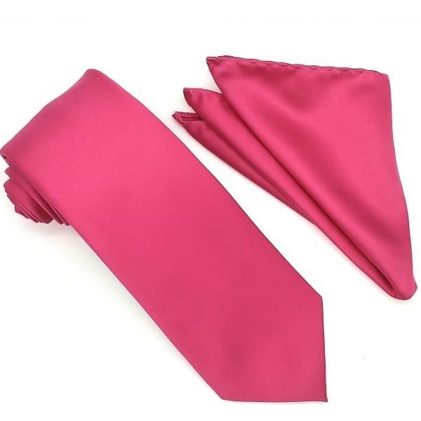 Elegant Fuchsia Silk Tie and Pocket Square Set for Weddings, Prom & Formal Events - Perfect Gift for Men