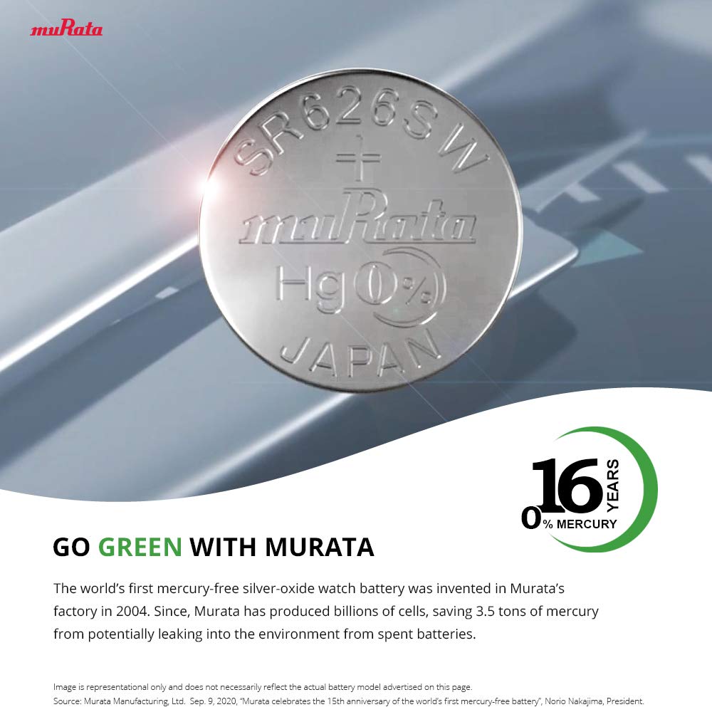 Murata SR616SW 1.55V Silver Oxide Button Cell Battery (25-Pack) - Perfect for Watches, Calculators, Medical Devices & Small Electronics