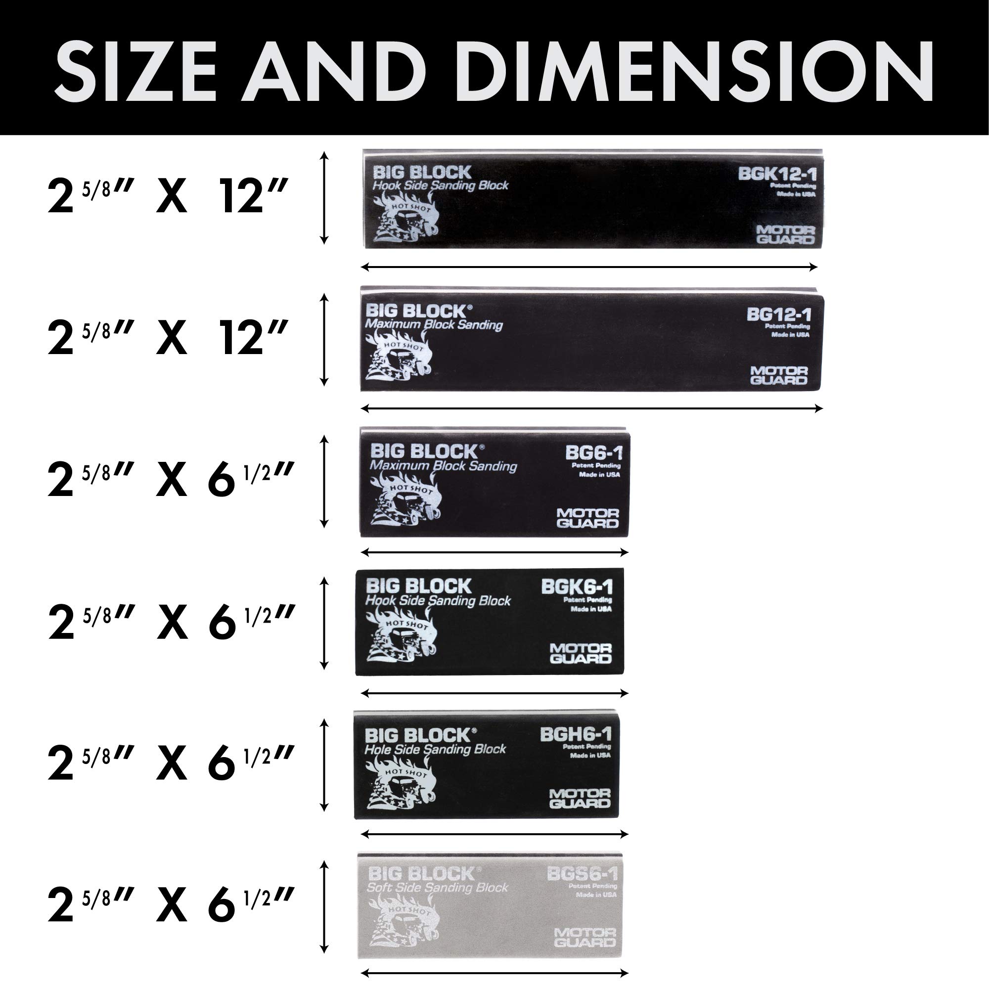 Motor Guard AP-4 Big-Block Sanding Block Set - 6 Piece Assortment for Woodworking, Auto Body & DIY Projects - Perfect for Smoothing, Sanding & Finishing Surfaces