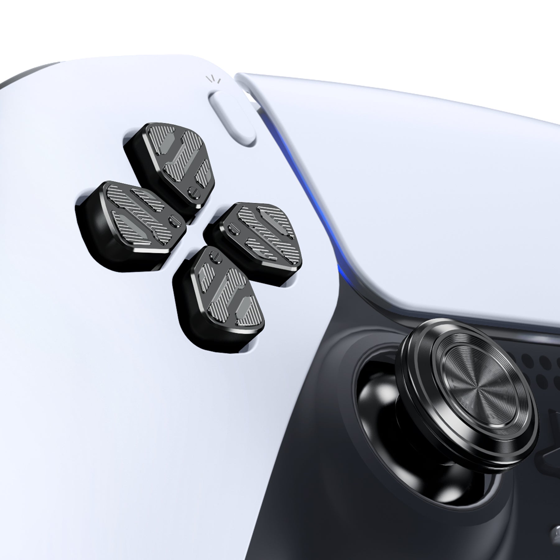 eXtremeRate Replacement Aluminum Metal Thumbsticks & D-Pad ABXY Buttons for PS5 Controller - Black | Premium Gaming Accessories for Enhanced PS5 Controller Performance