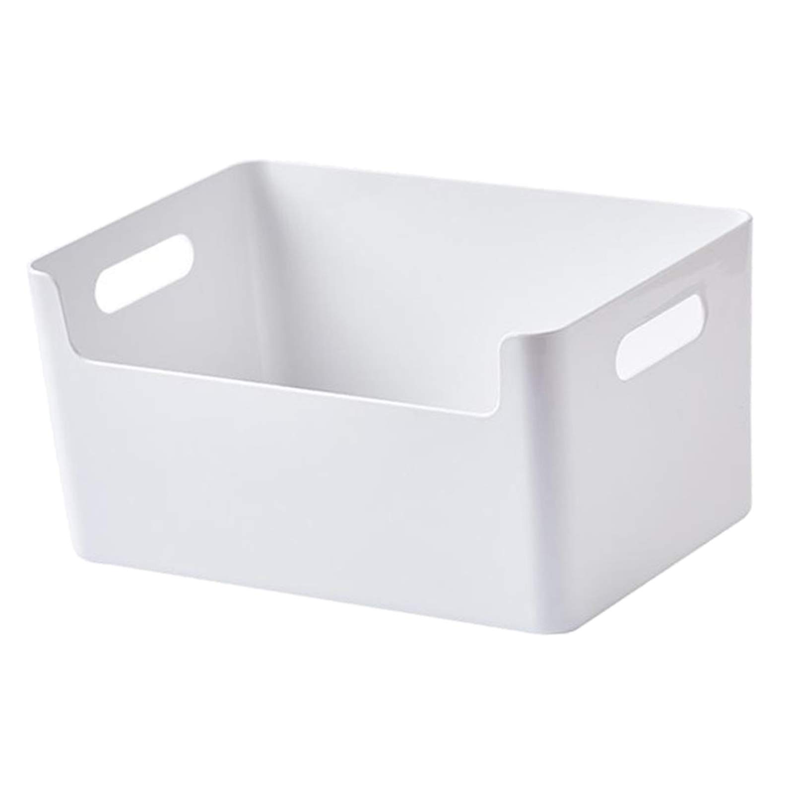 Baoblaze White Storage Bin with Handle - Stackable Plastic Basket Organizer for Home & Office - Perfect for Books, Beverages, Fruits, Vegetables, Snacks, Bathroom & Kitchen Supplies - Large Size for Versatile Storage Solutions