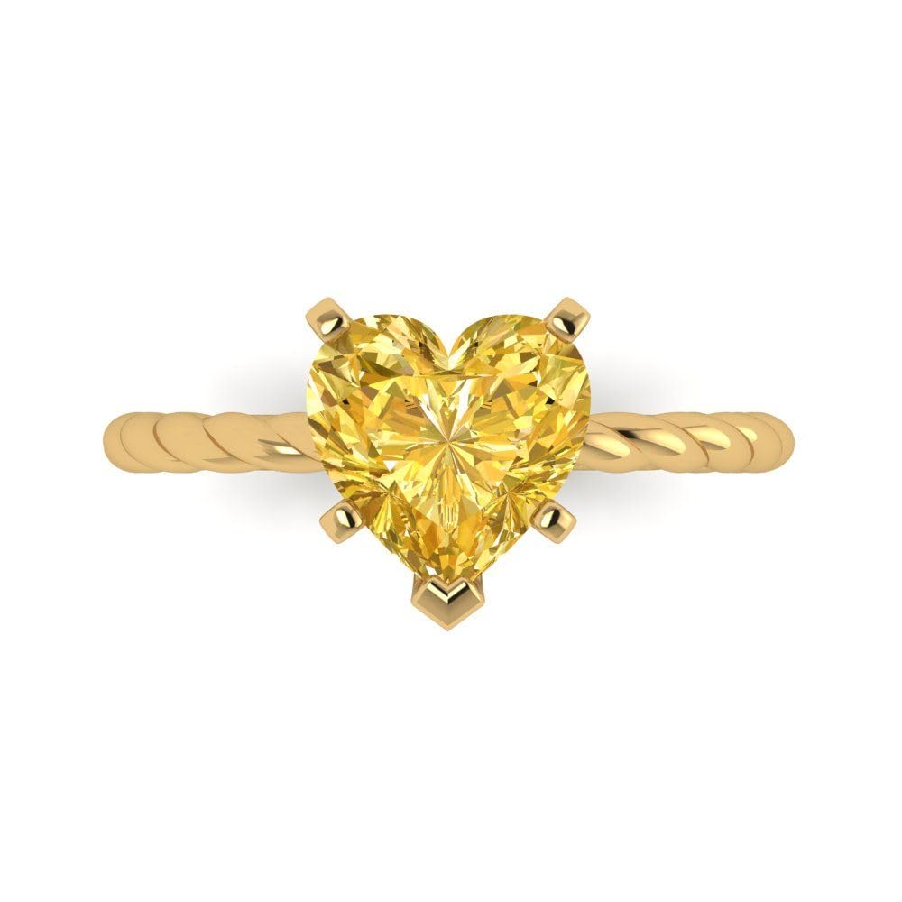 2.0ct Heart Citrine Ring 18K Gold for Engagement & Anniversary