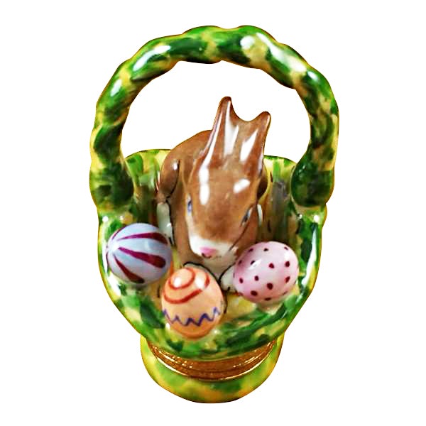 Easter Bunny in Basket Limoges Porcelain Figurine - Perfect for Easter Decorations, Gift Giving & Collectibles