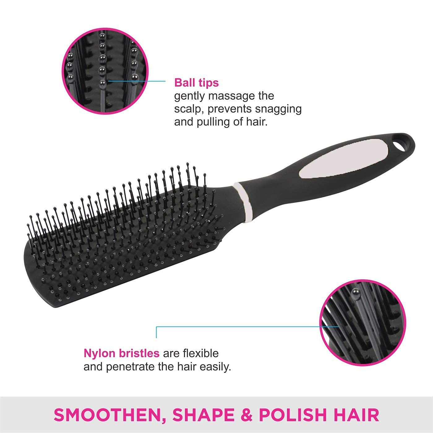 Premium Flat & Round Hair Brush Set (2-Pack) - Detangling & Styling for All Hair Types - Perfect for Home, Travel & Salon Use