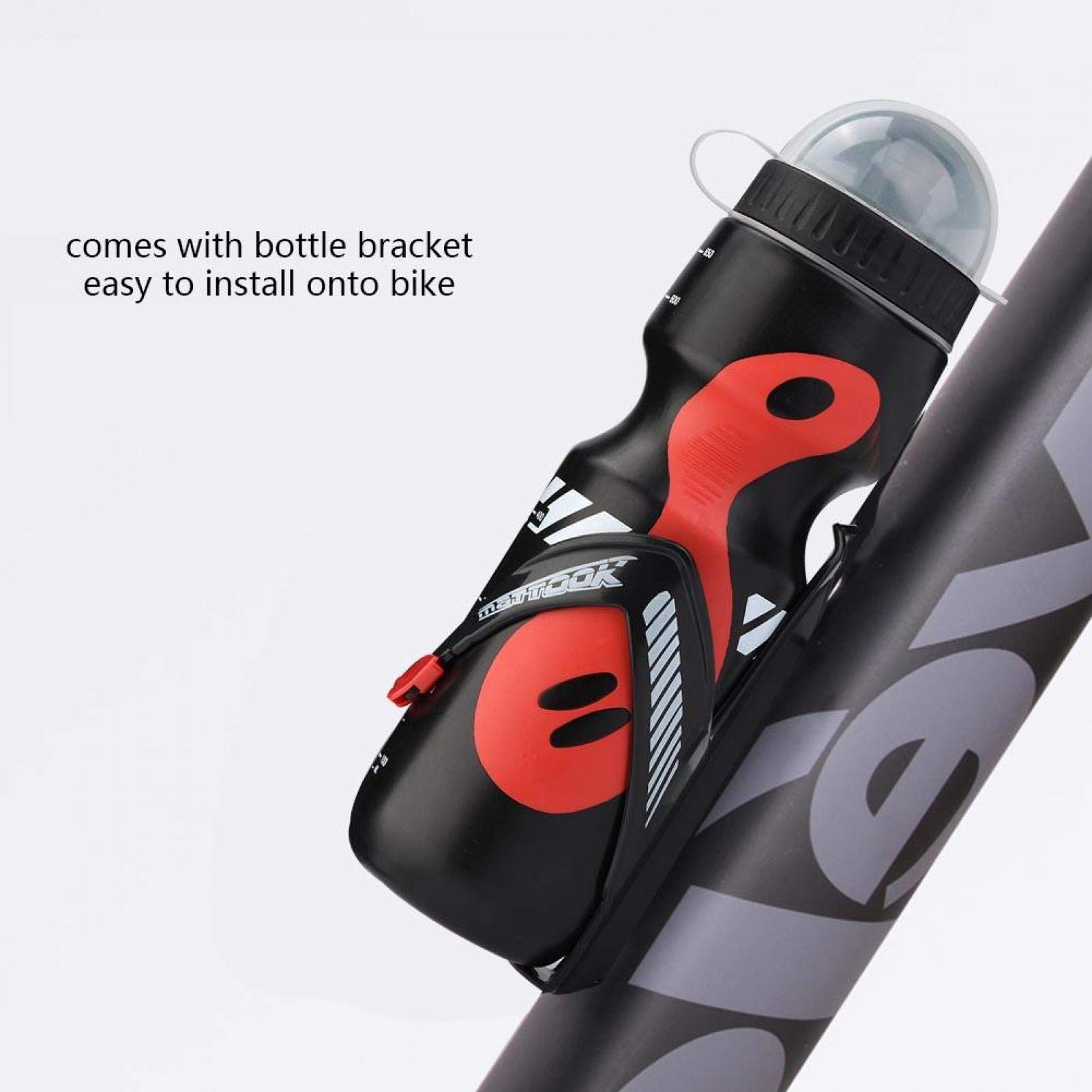 Yosoo 650ML Bike Water Bottle - Leakproof Cycling & Sports Water Bottle with Cage for Mountain Bikes, Road Bikes, Triathlon & MTB - Perfect for Outdoor Workouts, Gym & Hiking