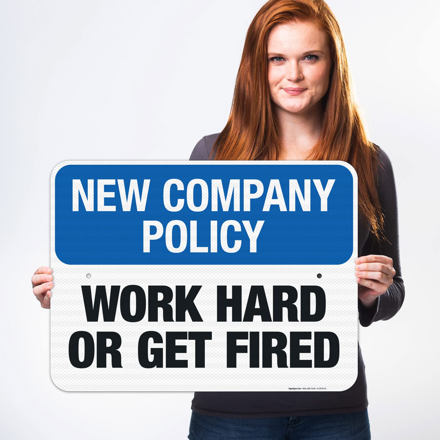 Work Hard Or Get Fired Sign - 18x24 Inches Motivational Workplace Policy Sign - 3M EGP Reflective .080 Aluminum - Fade Resistant for Indoor/Outdoor Use - Made in USA - Perfect for Offices, Factories & Work Areas