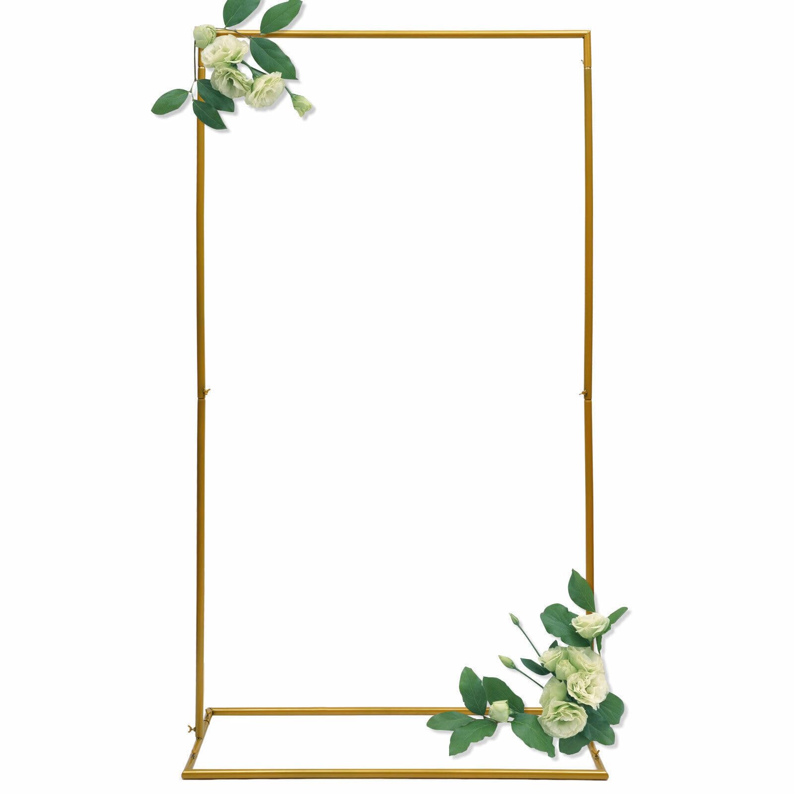 6.5FT Gold Rectangle Metal Wedding Arch - Rustic Arbor Backdrop Stand for Ceremony, Garden Parties & Christmas Decorations | Indoor & Outdoor Use | Perfect for Autumn Weddings & Rustic Themes
