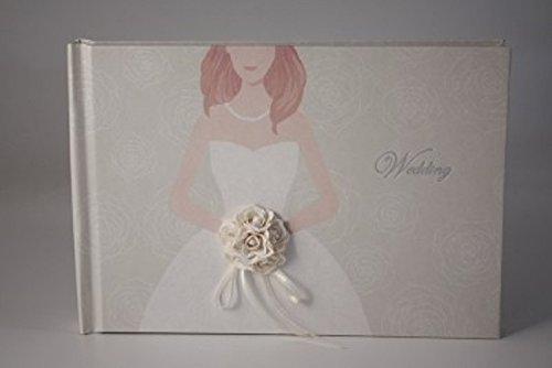 Elegant Handmade Ivory Wedding Guest Book for Bride with Floral Posy - Perfect for Bridal Showers, Wedding Receptions & Anniversary Celebrations