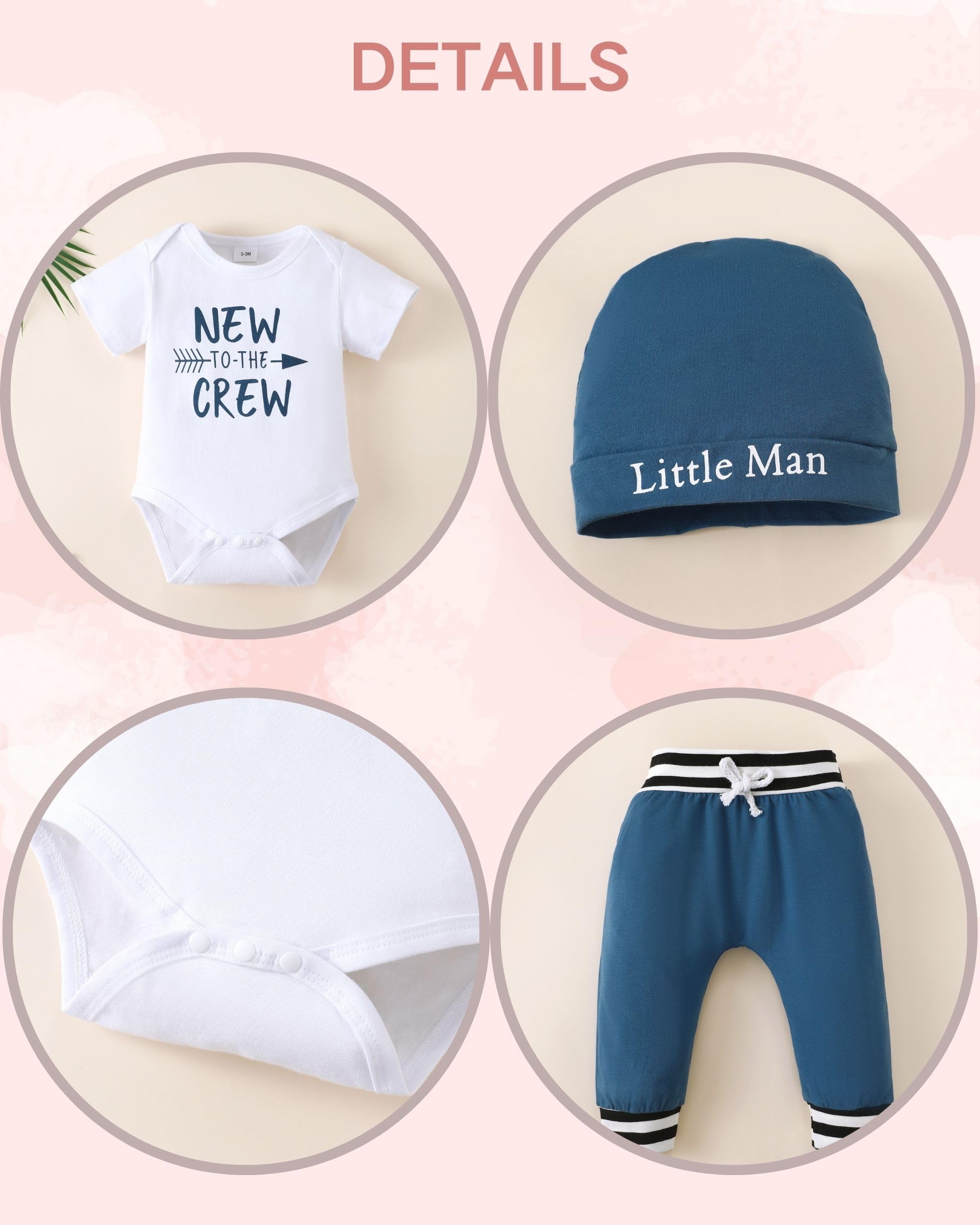 Renotemy Newborn Baby Boy Clothes Set - Soft Cotton Long Pants Outfits for Toddlers | Perfect for Family Photos, Daily Wear & Special Occasions