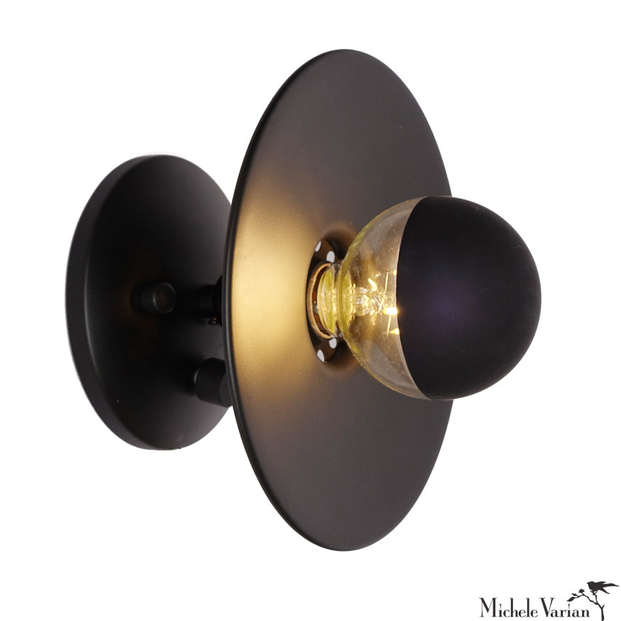 8 Inch Black Discus Flush Mount Wall Sconce Light Fixture - Perfect for Bedroom, Hallway & Entryway Lighting