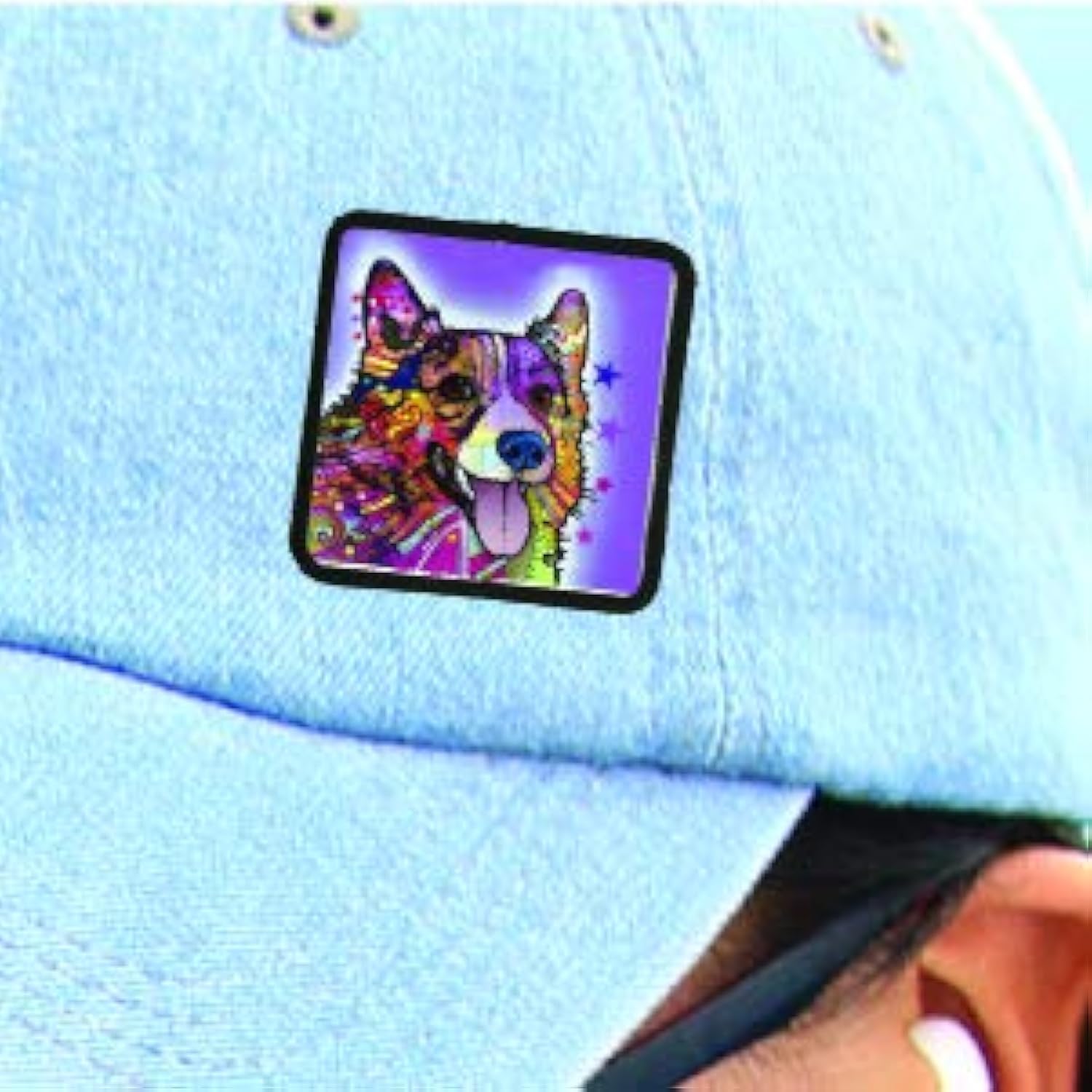 Corgi Decorative Patch with Dean Russo Artwork - Peel & Stick Adhesive Backing for DIY Crafts, Jackets & Backpacks