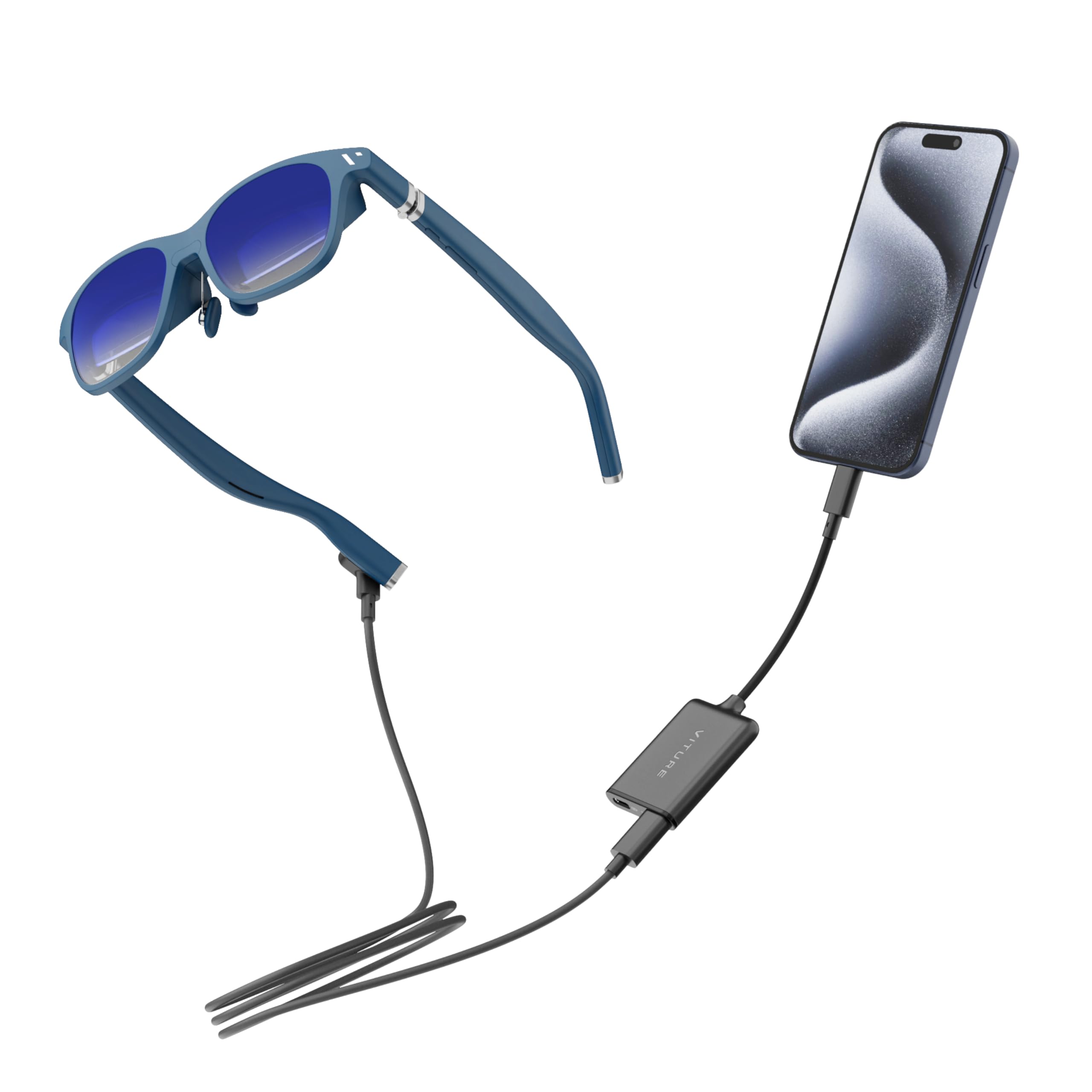 VITURE One XR Glasses with USB-C iPhone Adapter - 3DoF VR Headset for iPhone 16/15 | Spatial Video, Multi-Screen Display, 1-Click 3D | Charge & Play Gaming Glasses for Mobile VR Entertainment