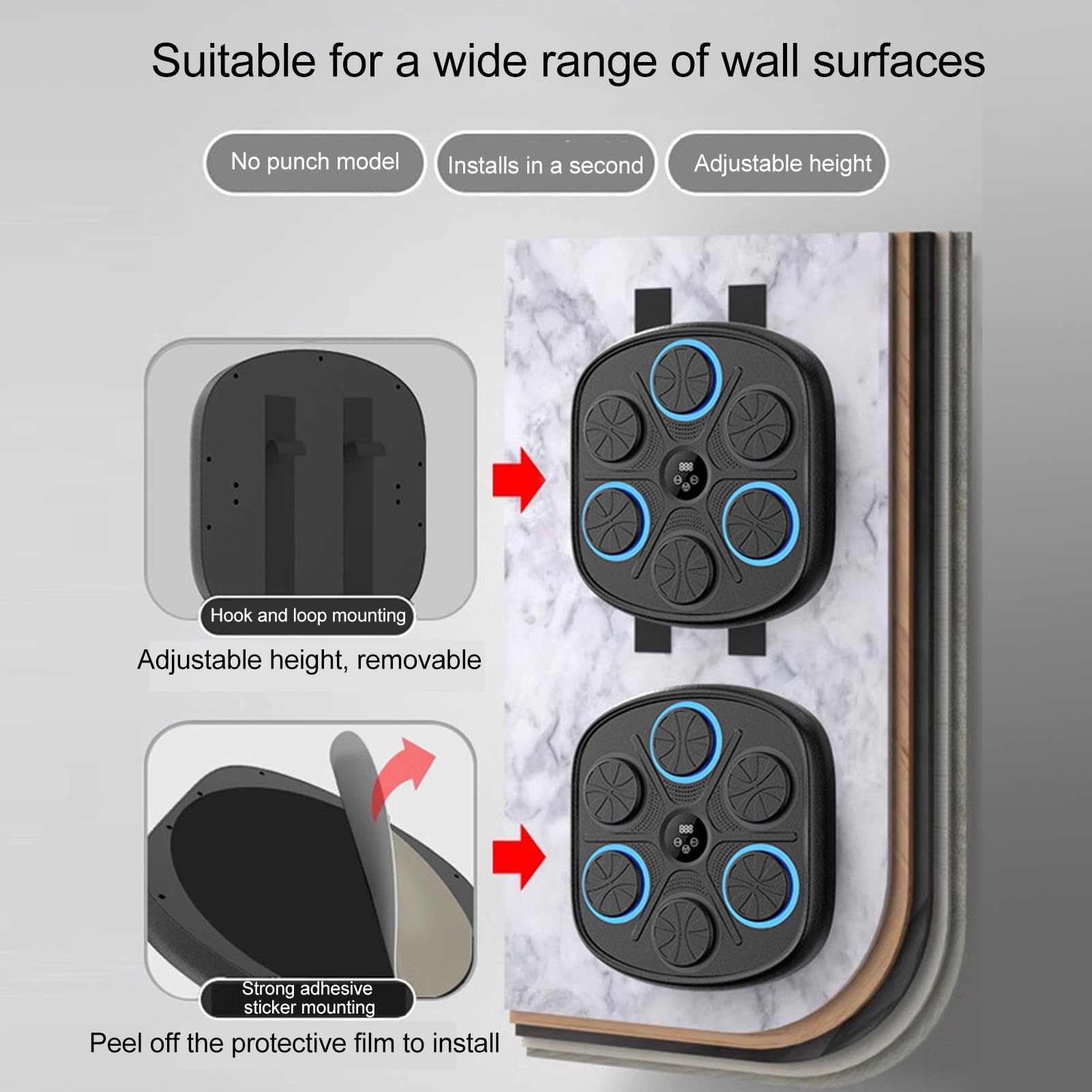 Smart Bluetooth Music Boxing Trainer with Boxing Gloves - Wall Mounted Electronic Punching Target for Home, Gym & Indoor Workouts | Perfect for Fitness Training, Stress Relief & Cardio Exercise
