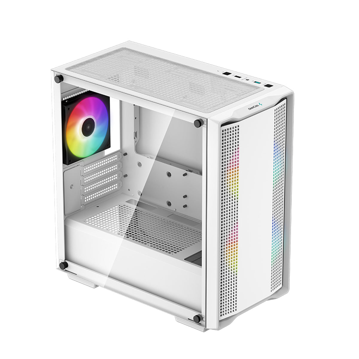 Deepcool CC360 ARGB White Mid Tower Computer Case - Tempered Glass Gaming PC Case with RGB Lighting for Home & Office Setup