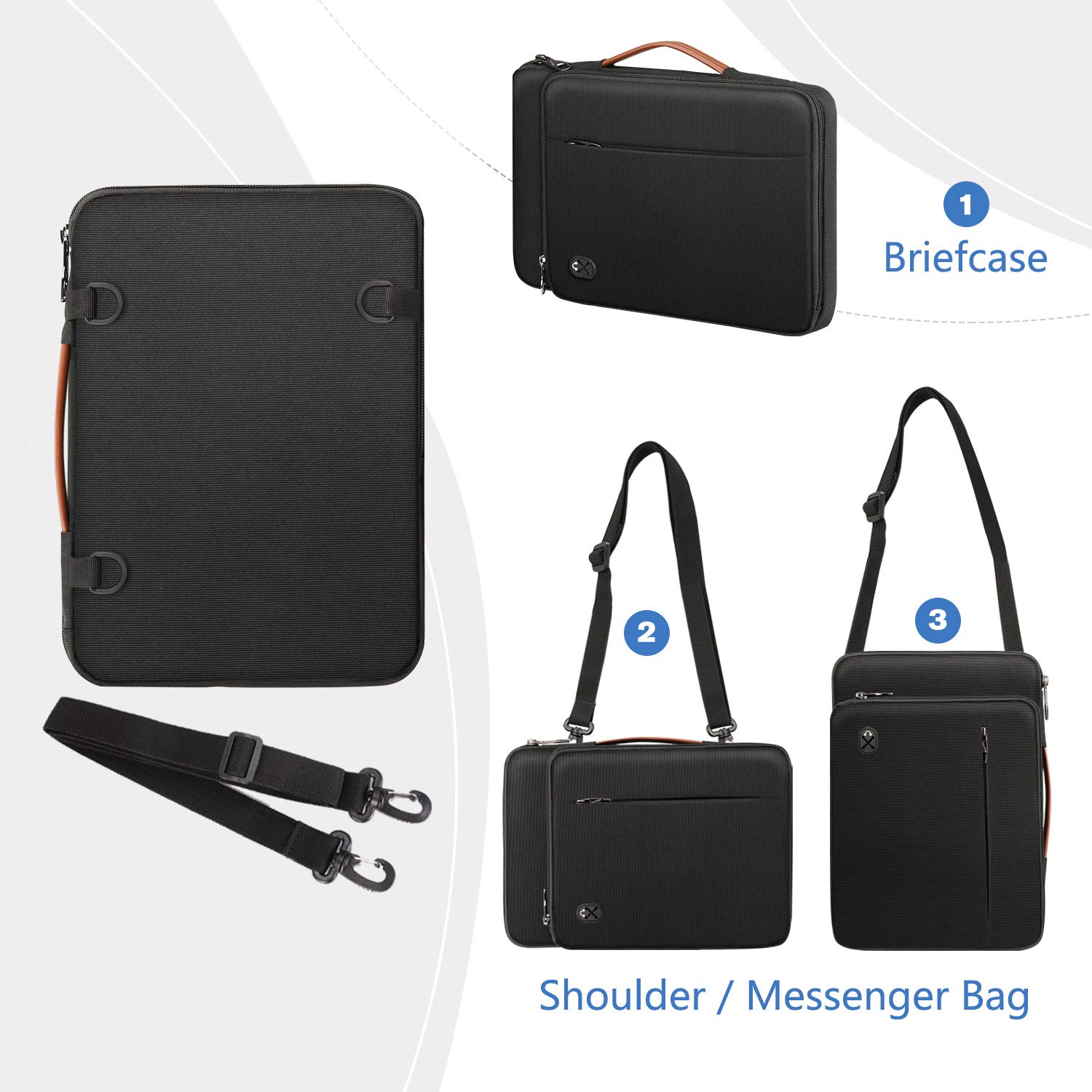 FINPAC 12.9-13 Inch Laptop Sleeve Case - Premium Protective Bag for MacBook Pro, MacBook Air & iPad Pro/Air - Waterproof Briefcase with Shoulder Strap - Perfect for Work, Travel & School Use