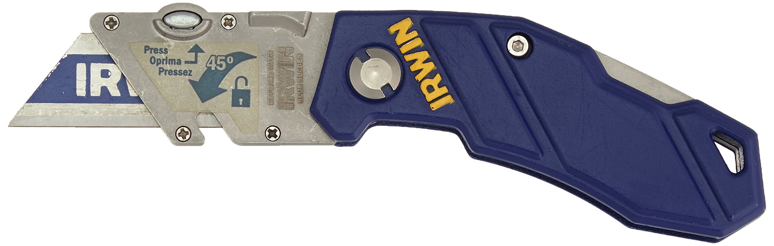 IRWIN 2089100 Folding Utility Knife - Heavy Duty Retractable Blade, Ergonomic Grip for DIY, Crafting, and Construction - Perfect for Cutting Boxes, Carpentry, and Home Improvement Projects